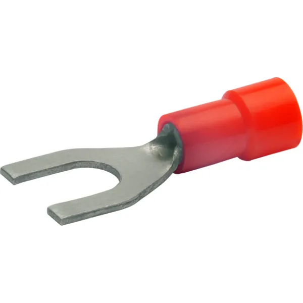 Klauke Quetschkabelschuh 620C4 | M4 Gabel | 0,5-1 mm² | isoliert | Kupfer verzinnt | DIN 46237 | halogenfrei | rot