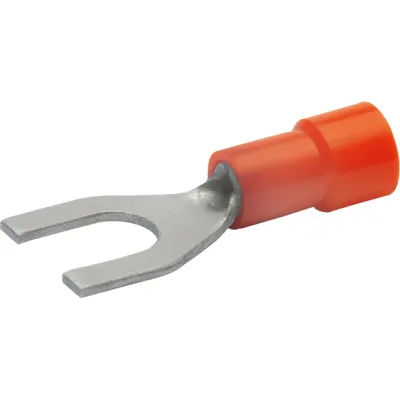 Klauke Quetschkabelschuh 620C4 | M4 Gabel | 0,5-1 mm² | isoliert | Kupfer verzinnt | DIN 46237 | halogenfrei | rot