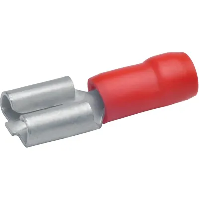 Klauke Flachsteckhülse 720 | 0,5-1 mm² | flach 6,3x0,8 mm | Messing verzinnt | teilisoliert PVC | halogenfrei | rot