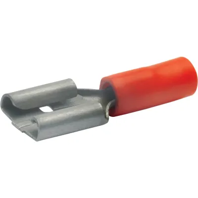 Klauke Flachsteckhülse 720 | 0,5-1 mm² | flach 6,3x0,8 mm | Messing verzinnt | teilisoliert PVC | halogenfrei | rot