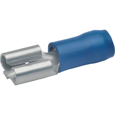 Klauke Flachsteckhülse 730 | 1,5-2,5mm² | teilisoliert | 6,3x0,8mm | Messing verzinnt | PVC | halogenfrei | blau