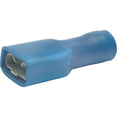 Klauke Flachsteckhülse 730V | 6,3x0,8 mm | 1,5-2,5 mm² | vollisoliert | Messing verzinnt | PVC | halogenfrei | blau