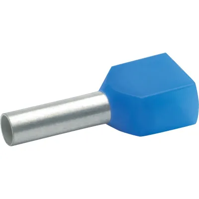 Klauke Zwillings-Aderendhülse 87310 | 2x2,5mm² isoliert | 10mm Länge | Kupfer verzinnt | halogenfrei | blau
