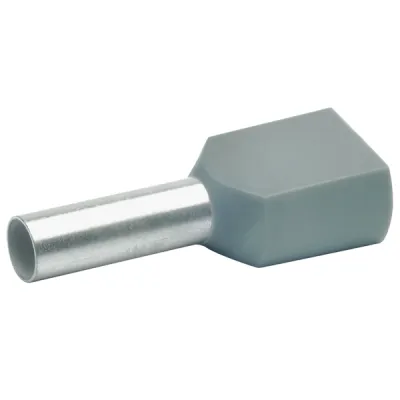 Klauke Zwillings-Aderendhülse 87412 | 2x4mm² isoliert | 12mm Länge | Kupfer verzinnt | halogenfrei | grau