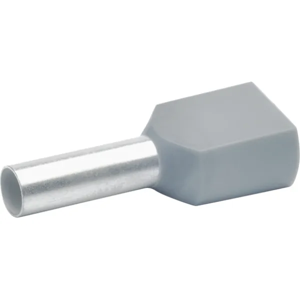 Klauke Zwillings-Aderendhülse 87412 | 2x4mm² isoliert | 12mm Länge | Kupfer verzinnt | halogenfrei | grau