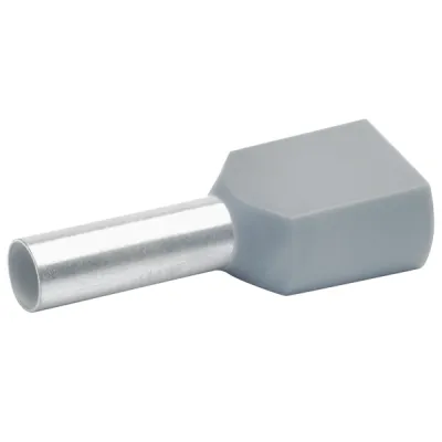Klauke Zwillings-Aderendhülse 87412 | 2x4mm² isoliert | 12mm Länge | Kupfer verzinnt | halogenfrei | grau