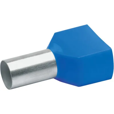 Klauke Zwillings-Aderendhülse 87714 | 2x16 mm² | isoliert | 14 mm Hülsenlänge | Kupfer verzinnt | PP halogenfrei | blau
