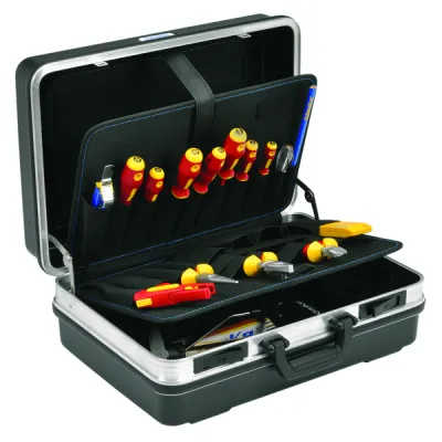 Klauke Werkzeugkoffer KL855B22 | Lehrlingskoffer bestückt 22-tlg | VDE Elektro Set | ABS Hartschale | Schwarz