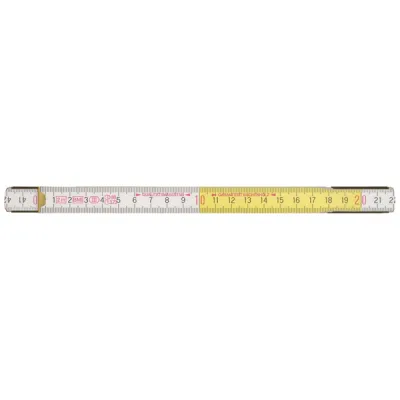 KLAUKE Gliedermaßstab KL402 | Holz 2m | 10 Glieder | 1mm/m Genauigkeit | weiß/gelb | 16mm breit | 126g