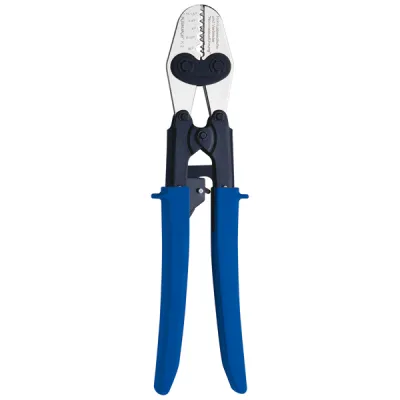 Klauke Presszange K2 | Crimpzange für Rohrkabelschuhe 0,75-16 mm² | mechanisch | Kerbpressung | Silber/Gelb/Blau