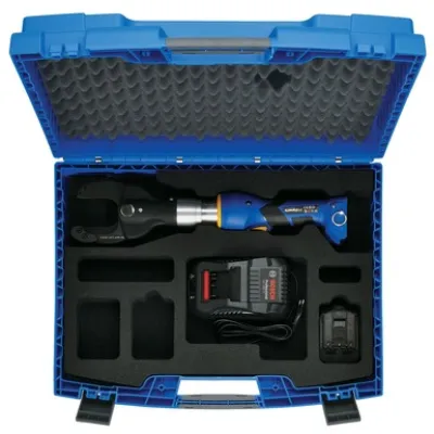 Klauke Akku Schneidwerkzeug ESM50CFB Ø50mm | Für Kupfer- & Aluminiumkabel | Bosch-Akku | Bluetooth | drehbarer Kopf