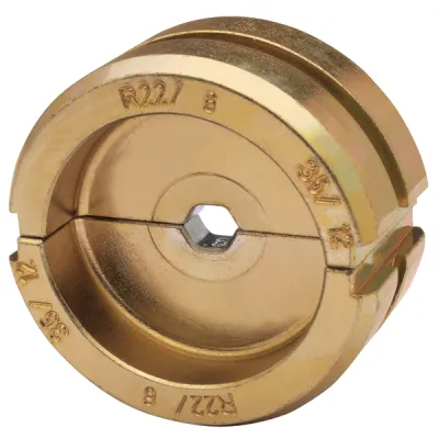 Klauke Presseinsatz R 22/50 | Crimpeinsatz für Rohrkabelschuhe & Verbinder | 50 mm² | Sechskantpressung | gold