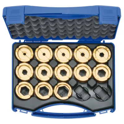 Klauke Presseinsatz-Set R22SET | Crimpeinsatz für Rohrkabelschuhe & Verbinder | 6-300 mm² | 14-tlg. | Sechskant | Koffer