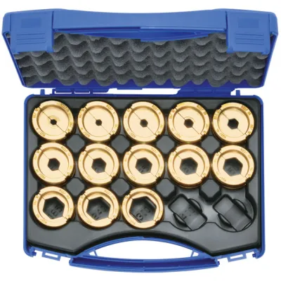 Klauke Presseinsatz-Set R22SET | Crimpeinsatz für Rohrkabelschuhe & Verbinder | 6-300 mm² | 14-tlg. | Sechskant | Koffer