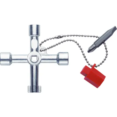 Klauke Schaltschrank-Schlüssel KL500 | Vierkant | Kette & Adapter | Wechselbit | 5-8mm | Doppelbart 3-5mm | PH2