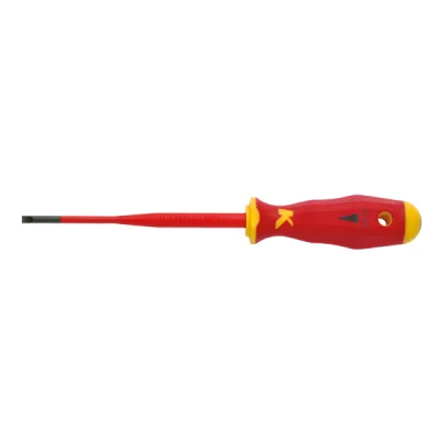 Klauke Schraubendreher KL10010035ISLIM | VDE Schlitz 3,5x0,6x100 mm | 1000V isoliert | Slim Klinge | Abrollschutz