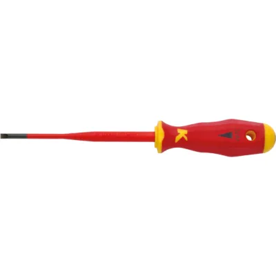 Klauke Schraubendreher KL10010035ISLIM | VDE Schlitz 3,5x0,6x100 mm | 1000V isoliert | Slim Klinge | Abrollschutz