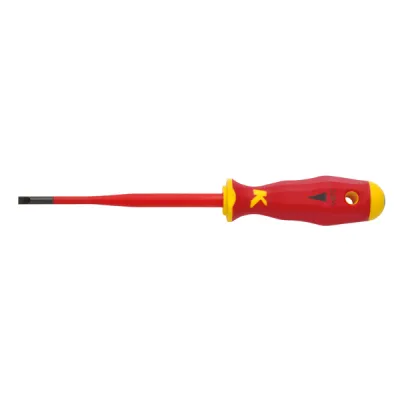 Klauke Schlitz-Schraubendreher KL10010040ISLIM | VDE 1000V isoliert | Slim-Design | 4,0x0,8x100 mm | Abrollschutz