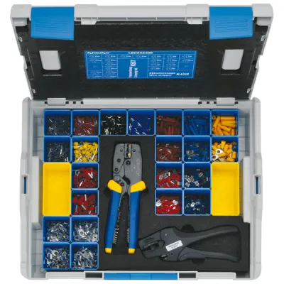 Klauke LBOXX230B Sortimentskasten | 1075-tlg. Kabelverbinder 0,5–10 mm² | mit Werkzeug | stapelbar | blau