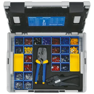 Klauke LBOXX230B Sortimentskasten | 1075-tlg. Kabelverbinder 0,5–10 mm² | mit Werkzeug | stapelbar | blau