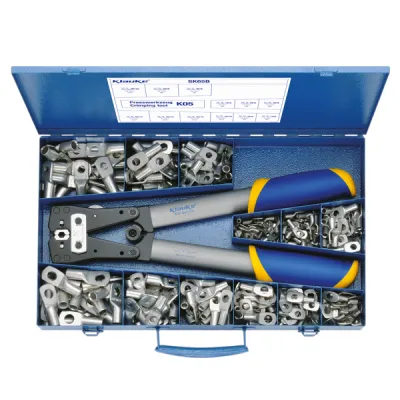 Klauke Sortimentskasten SK65B | Presswerkzeug K05 | 280 Rohrkabelschuhe 6-50mm² | Stahlblech | bestückt | blau