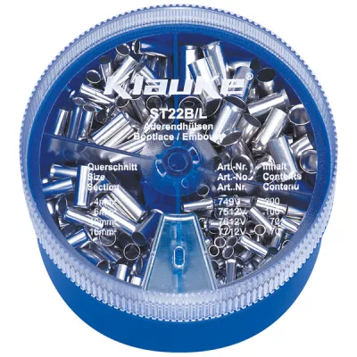 Klauke Sortimentskasten ST22B | Aderendhülsen 4-16mm² | 440 Stück | nicht isoliert | DIN 46228 | schlagfest | Silber