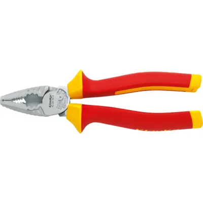 Klauke VDE-Kombinationszange KL020180IS | 180mm | isoliert 1000V | 2-Komponenten-Griff | DIN ISO 5746 | Rot