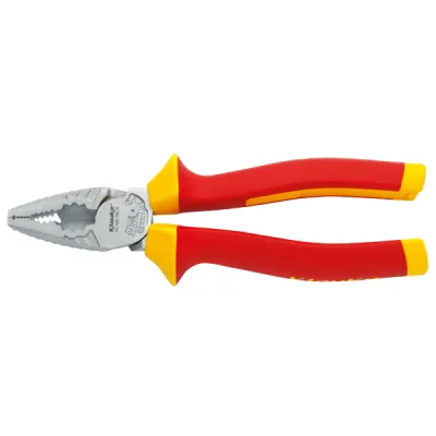Klauke VDE-Kombinationszange KL020180IS | 180mm | isoliert 1000V | 2-Komponenten-Griff | DIN ISO 5746 | Rot