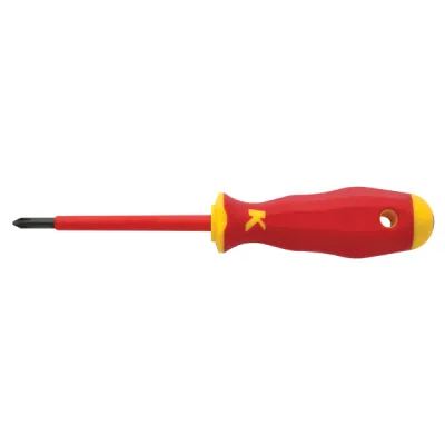 Klauke VDE Kreuzschlitz-Schraubendreher PH2 | 1000V isoliert | 100mm | 2K-Griff | Abrollschutz