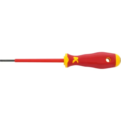 Klauke VDE Schlitz-Schraubendreher 3,5x0,6 mm | 100 mm Klinge | isoliert 1000V | 2K-Griff | Abrollschutz