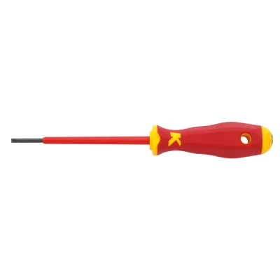 Klauke VDE Schlitz-Schraubendreher 2,5x0,4 mm | 75 mm Klinge | 1000V isoliert | 2K-Griff | antimagnetisch