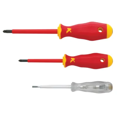 Klauke VDE-Schraubendreher-Set KL 393 IS | 3-teilig | Plus/Minus Z1 & Z2 | Spannungsprüfer | Elektromonteur-Werkzeug