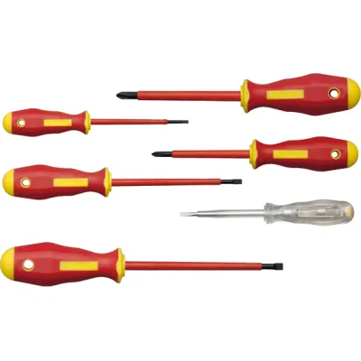 Klauke VDE Schraubendreher Set KL390IS, 6-tlg. | 2x PH | 3x Schlitz | Phasenprüfer | isoliert | Elektriker