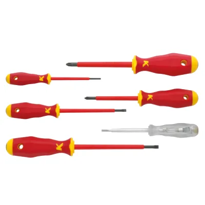 Klauke VDE Schraubendreher Set KL390IS, 6-tlg. | 2x PH | 3x Schlitz | Phasenprüfer | isoliert | Elektriker