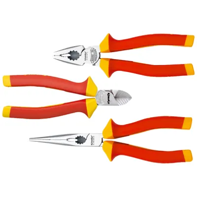 Klauke VDE Zangen-Set KL303IS | 3-teiliges Elektromonteur-Set | Kombizange 180mm | Seitenschneider 160mm