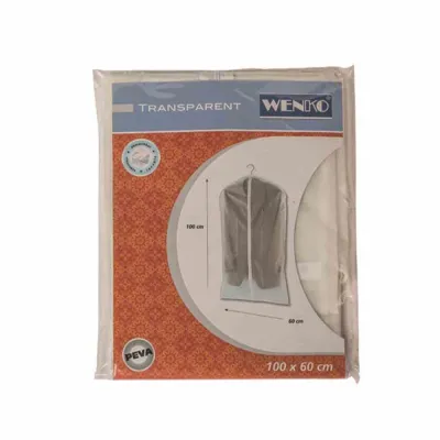 WENKO Kleidersack 100x60 cm | transparent | abwaschbar | mit Reißverschluss | Kleiderhülle Kunststoff