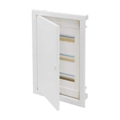 GEWISS Kleinverteiler Hohlwand GW40164N | 4x12TE | IP30 | mit Tür | 4 Reihen | 48 Module | Stahlblech | grau RAL9003