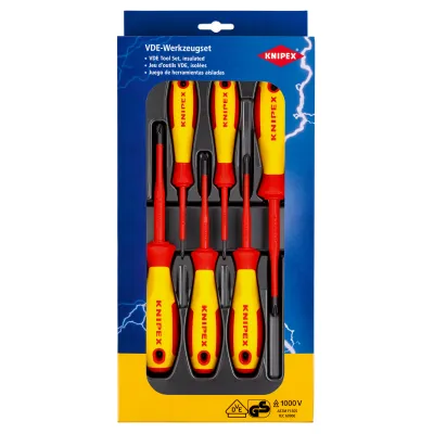 KNIPEX VDE Schraubendreher-Set 00 20 12 V03 | 6-teilig | PH/PZ Kreuzschlitz | isoliert bis 1000V | Elektromonteur