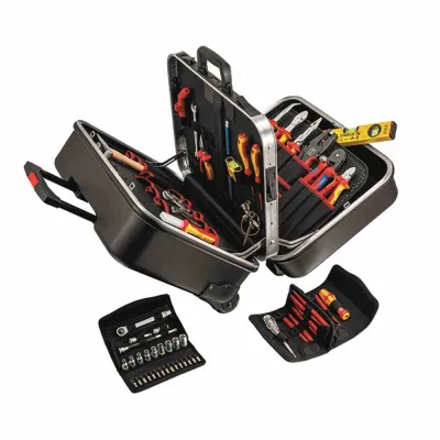 KNIPEX Werkzeugkoffer BIG Twin Move Elektro 00 21 41 | 63-tlg. bestückt | VDE-Werkzeuge | Trolley | ABS/Alu | schwarz