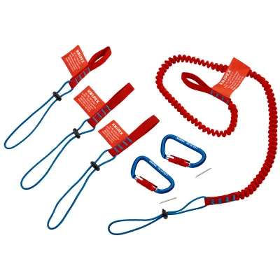 KNIPEX Werkzeug-Sicherungssystem 6-teilig | inkl. Fangleine, Adapterschlaufen & Karabiner | bis 1,5 kg
