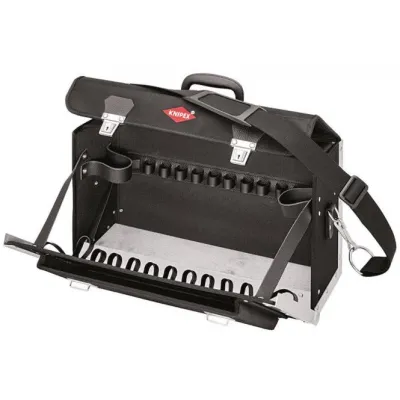 KNIPEX Werkzeugtasche 00 21 02 LE Classic Basic | leer | HDPE-Kunststoff & Rindleder | 420x250x160 mm | schwarz