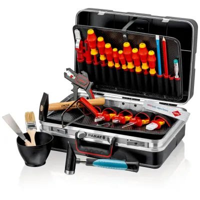 KNIPEX Werkzeugkoffer Elektro Vision27 00 21 21 S | 26-tlg. VDE Werkzeugset | ABS Aluminiumrahmen schwarz