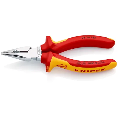 KNIPEX Spitzkombizange 08 26 145 | VDE-geprüft 1000V isoliert | 145mm | 2-Komponenten-Griff | verchromt | rot/gelb