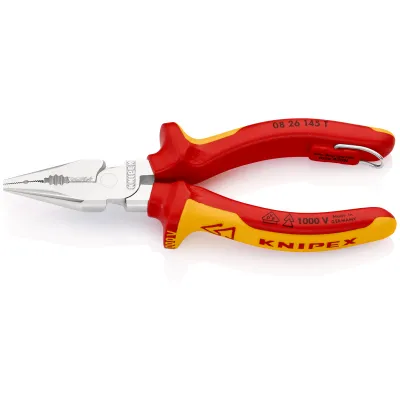 KNIPEX Spitzkombizange 08 26 145 T | 145 mm | schlanke Kopfform | Befestigungsöse | Mehrkomponenten-Griff