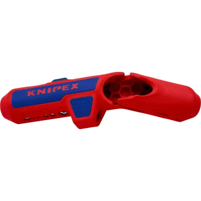 KNIPEX Abmantelungswerkzeug ErgoStrip 16 95 01 SB | Universal Abisolierer | Rundkabel 8-13mm | ergonomisch | rot/blau