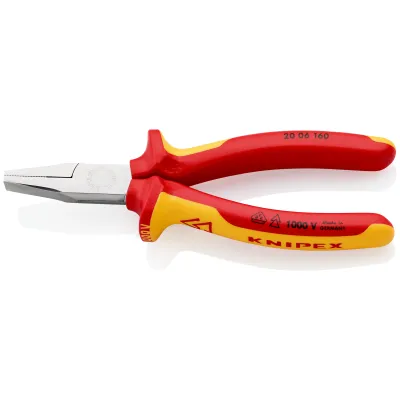 Knipex Flachzange 20 06 160 | 160 mm | VDE-geprüft | isoliert 1000 V | verchromt | 2-Komponenten-Griff | gelb/rot