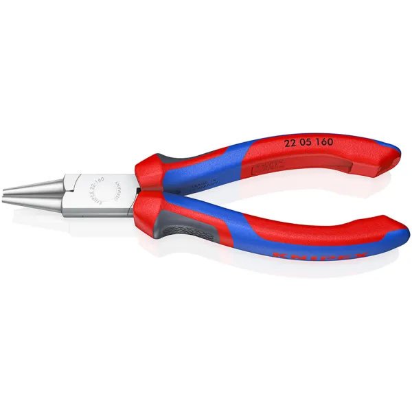KNIPEX Rundzange 22 05 160 | 160 mm | verchromt | runde Backen | Feinmechanik | Draht biegen | Komfortgriff