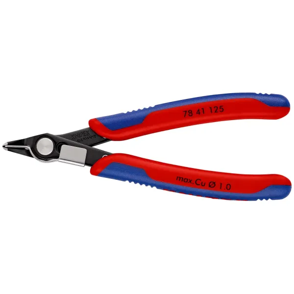 KNIPEX Electronic Super Knips 78 41 125 | Präzisions-Seitenschneider 125mm | schmaler Kopf | Drahtklemme | brüniert