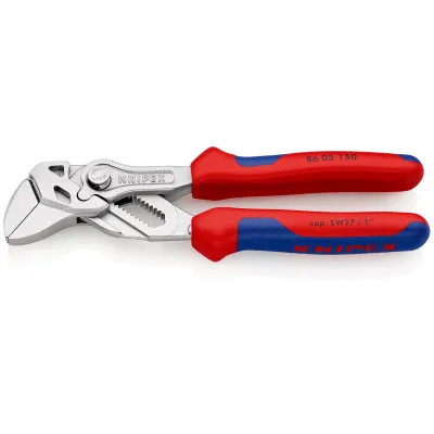 KNIPEX Zangenschlüssel 86 05 150 | 150 mm | bis 27 mm Schlüsselweite | 2-Komponenten-Griff | verchromt | Mini-Werkzeug