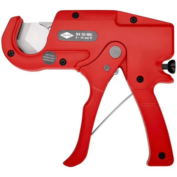 KNIPEX Rohrschneider 94 10 185 | Kunststoffrohrschneider 6–35 mm | Aluminium-Druckguss | Werkzeugstahl-Messer | rot